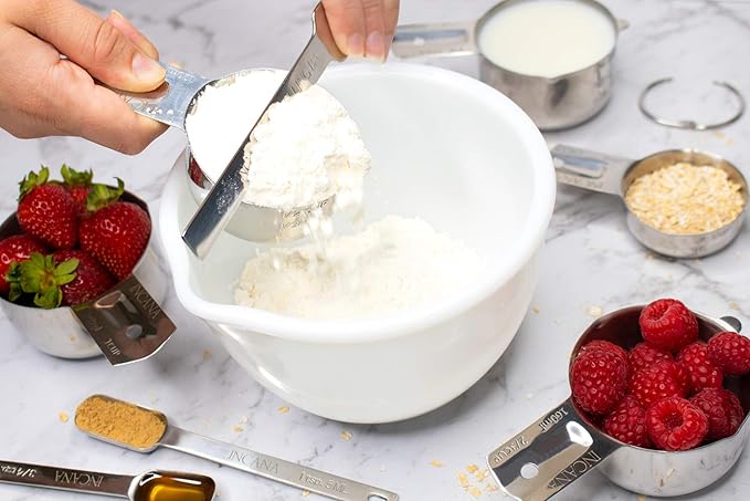 Incana - Juego de vasos y cucharas medidoras de acero inoxidable ...