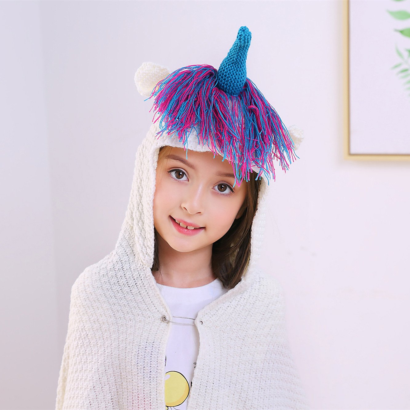 DDMY Unicorn Blanket Handmade Crochet Knitting Blankets For Kids Teens Adult, Soft Seasons Sleeping Blanket, Magic Hooded Cloak, Toddlers Knitted Hoodie