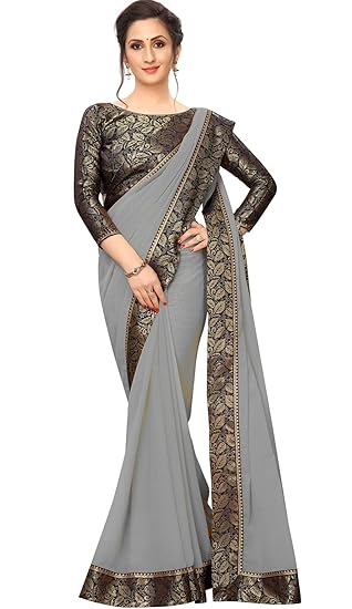 Women's Jacquard Georgette Saree With Unstitched Blouse Piece
