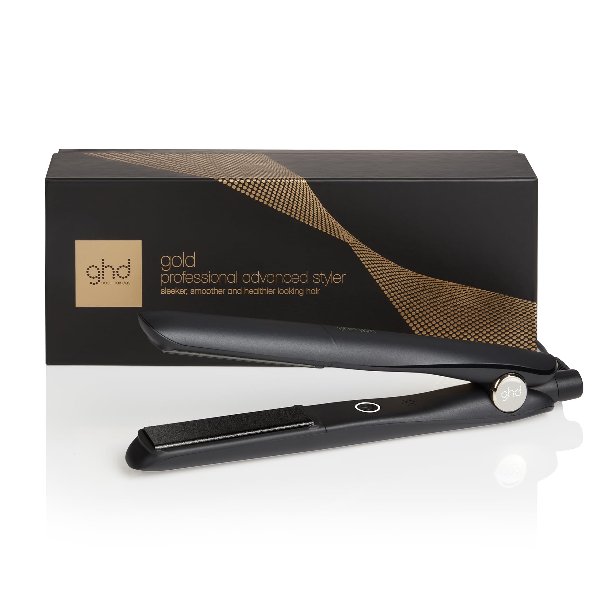 Ghd - Lisseur Ghd Gold - Fer À Lisser Professionnel (Noir) - Des Cheveux Plus Lisses Et 65% Plus Brillants - Lissez, Ondulez Vos Cheveux Grâce À Son Design Arrondi - Idéal Pour Tous Types De Cheveux