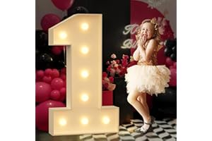 Tongjoy Light up Numbers 1, 3FT Giant Marquee Numbers for 1st 16th 21st Birthday Decoration, Large Light Up Numbers for Anniversary Party Decor, Pre-Cut Foamboad Mosaic Numbers