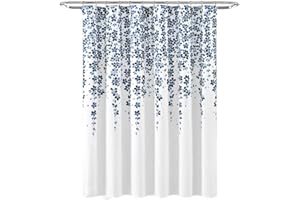 Lush Decor Weeping Flower Shower Curtain, 72 in x 72 in (H x W), Navy & Blue