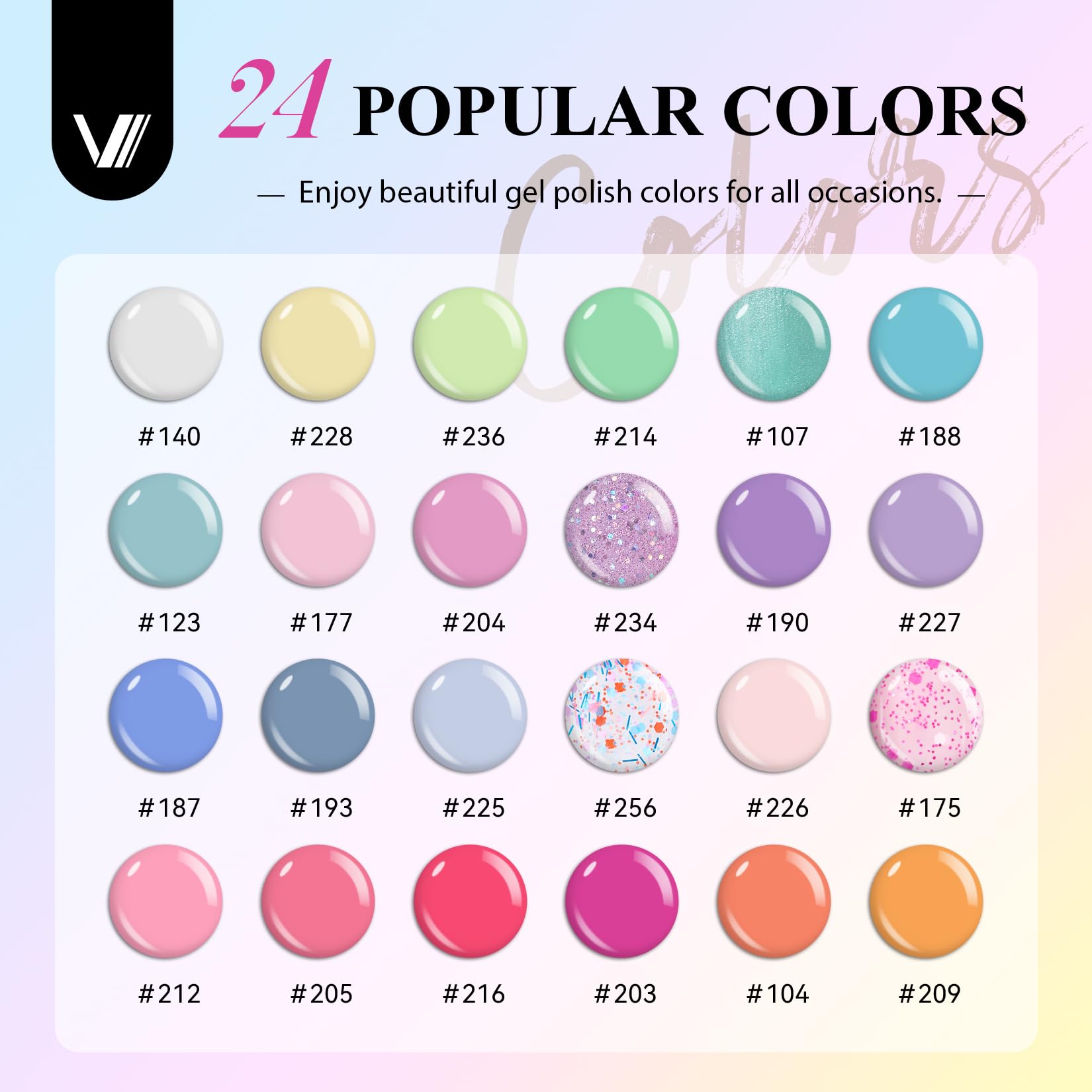 VANREESA 42 Pcs Gel Nail Polish Kit with U V Light 24 Popular Colors Gel Polish Nail Kit Green Blue Purple Pink Orange Complete Nail Kit with Manicure Tools Gifts for Women Girls - Image 2