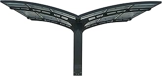 Palram - Canopia Arizona 19 Ft. x 16 Ft. x 9 Ft. Wave Double Carport Aluminum Metal Frame and Polycarbonate Panels Car Port for Outdoor Driveway Car, Truck, RV, Trailer, Boat Storage (Gray/Gray)