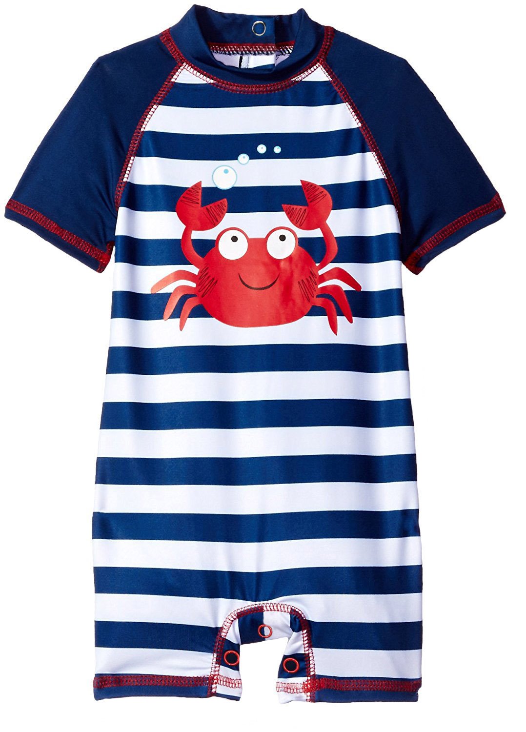Buy Wippette Baby Boys Stripes Crab One Piece Guard Swimsuit with Snaps