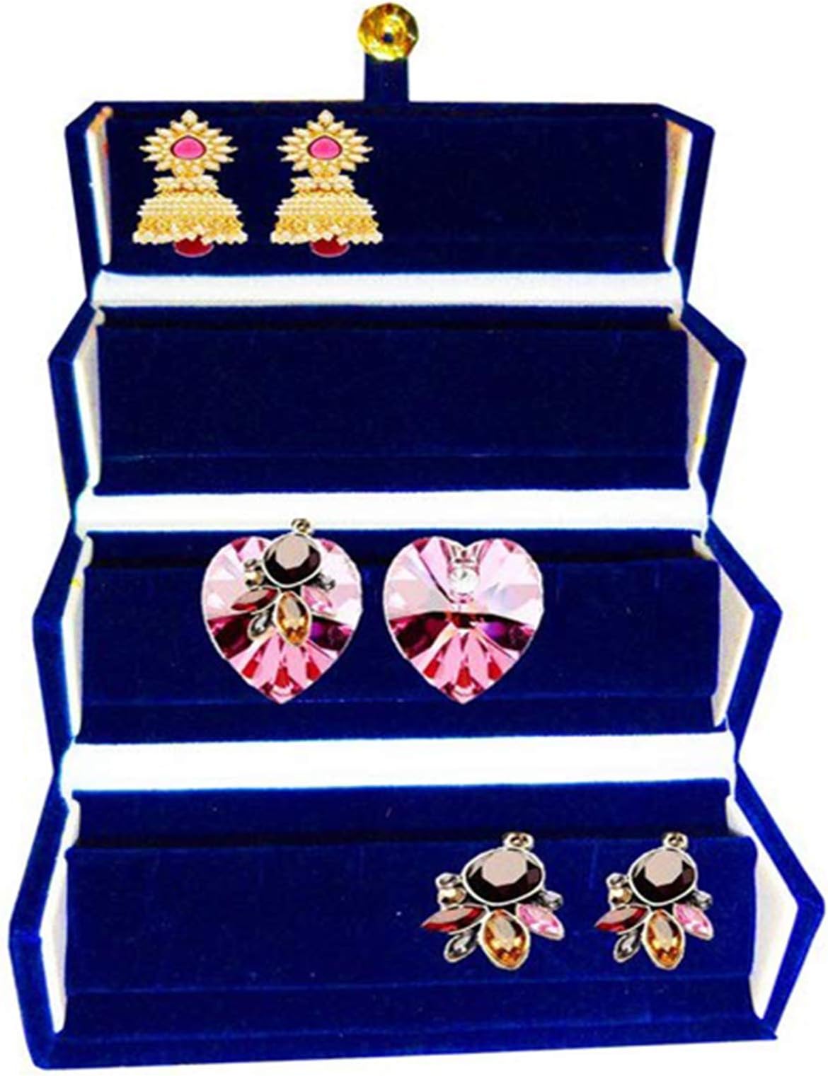 atorakushonatorakushon® Velvet Earring Box Jewelry Box Travelling Wardrobe Organizer Pack of 1 (Blue)