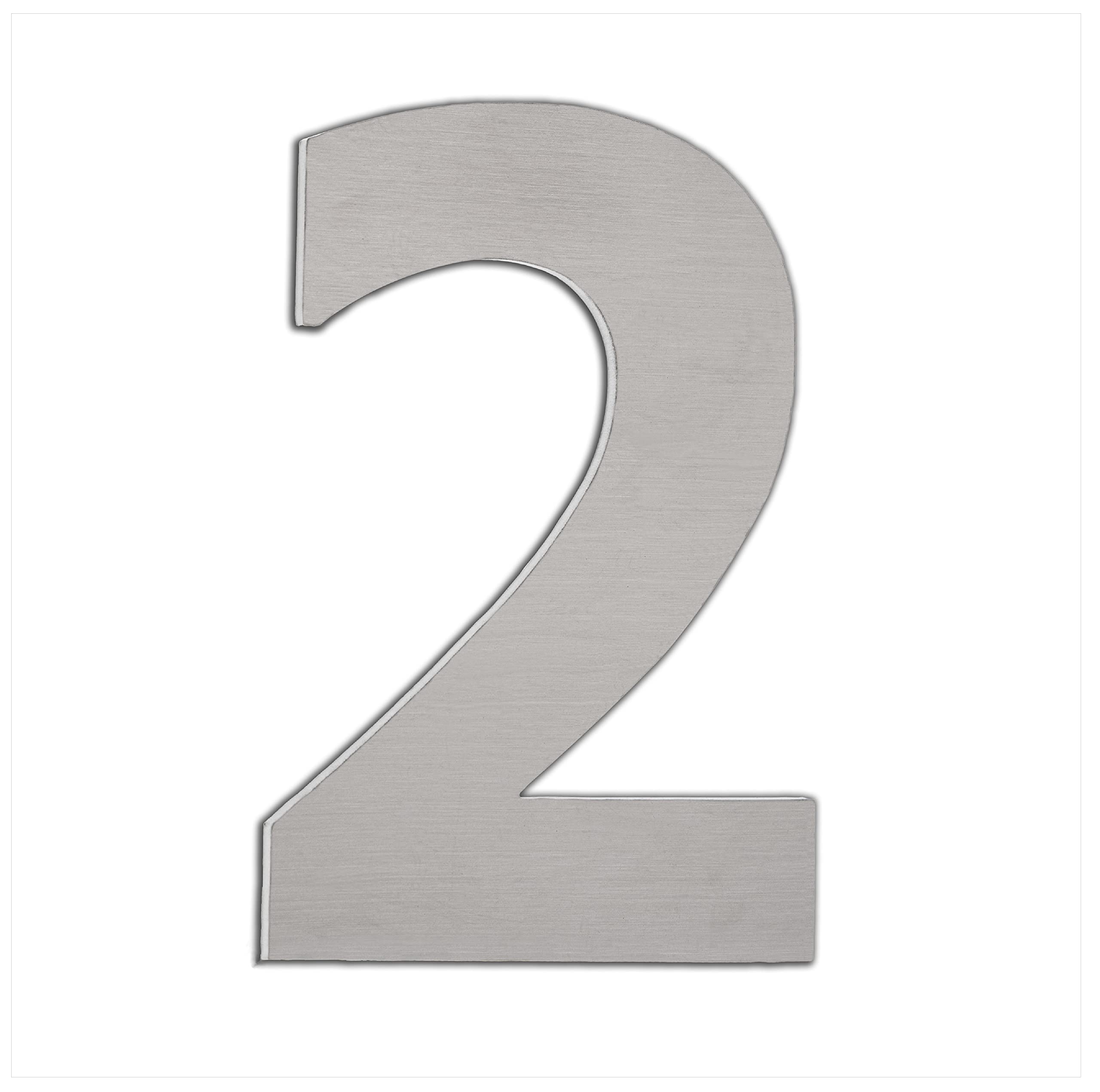 EVI Herrajes 640/120 - House Numbers "2" de 120 mm, finish matt inox Stainless Steel 304, Adhesive 3m