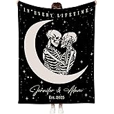 OHWIPI Custom Halloween Blanket for Couple, Happy Halloween Blankets and Throws for Anniversary Christmas or Valentine, Scary Skeleton Blanket for Couples or Parents, Spooky Blankets for Adults Kids