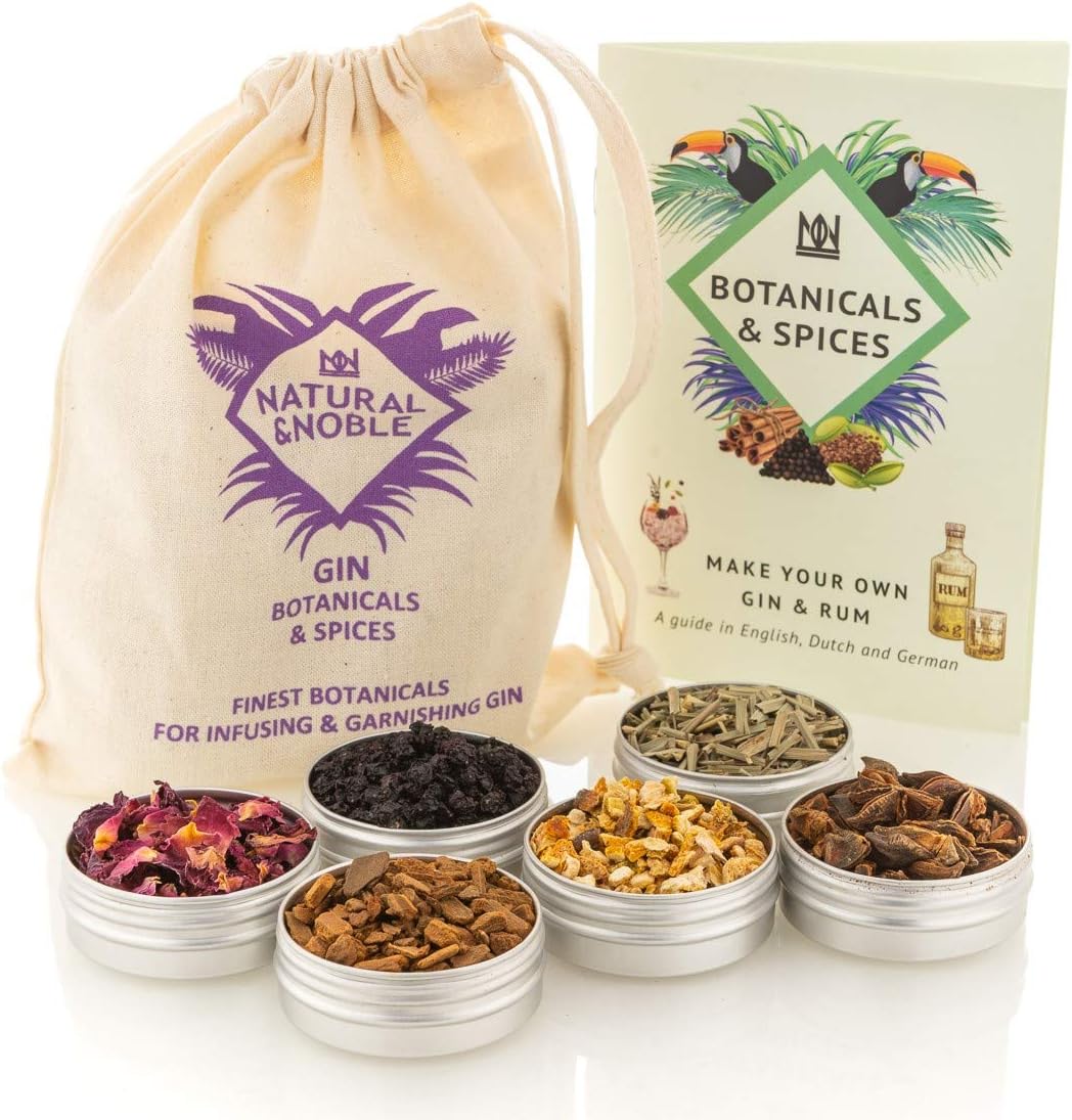 Gin Botanicals and Infusions Kit. Set of 6 Finest Botanicals and Spices