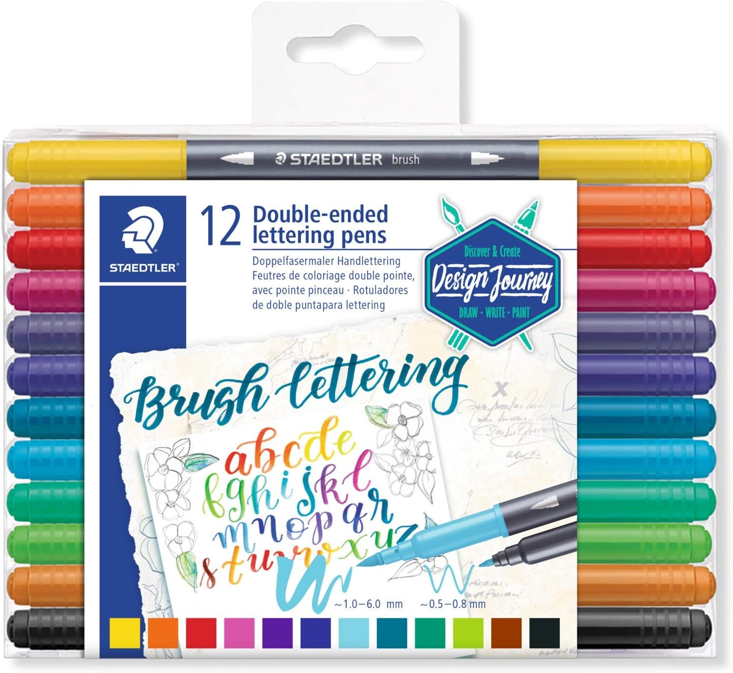Set Di 24 Penne Colorate A Doppia Punta - Punta Pennello (1-4mm) E Punta Fine (0,4mm) Per Disegno E Calligrafia