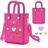 Mini Rubber Tote Bag with 4 Resin Charms Mini Crossbody X-Small Rubber Beach Bag