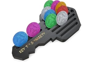 HOTCAN AA Coin Holder Key – AA Chip Holder & Sobriety Coin Display for 14 Chips – Inspirational Recovery Gifts for Milestones – Pine Wood Sobriety Medallion Display for Men and Women (Black)