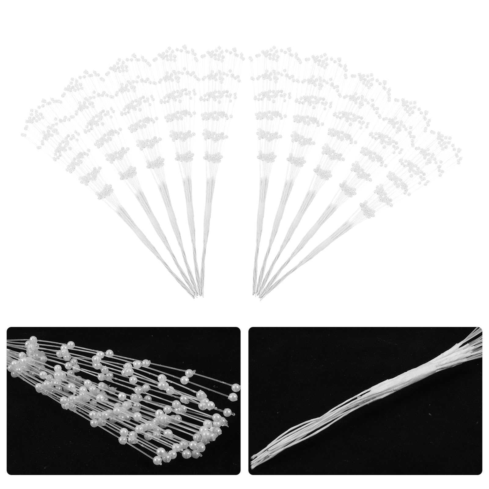 ifundom Pearl Sticks for Flowers: 100pcs Pearl Bouquet Sticks String Bridal Arranging Accessories for Flowers Crafts for Wedding Party Decoration