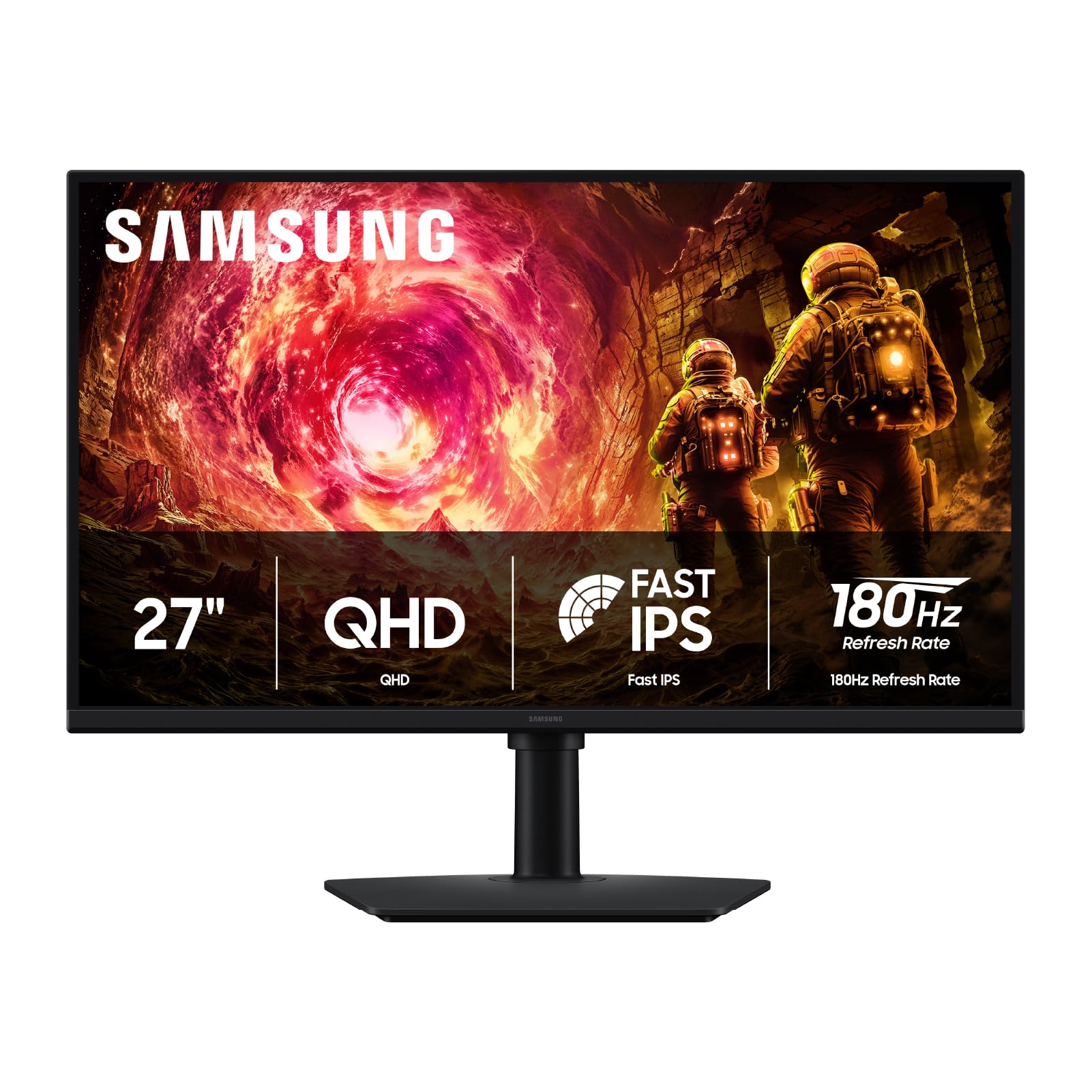 Samsung 27” Odyssey G5 G50F QHD Resolution Gaming Monitor, 180Hz Refresh Rate, Fast IPS Panel, HDR10, NVIDIA G-Sync Compatible, 1ms Response Time (GtG), AMD FreeSync™, Adjustable Stand, LS27FG502ENXZA