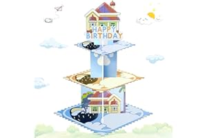Lukinuo Blue Dog Birthday Cupcake Stand 3 Tier Blue Dog Party Decorations Cardboard Cake Stand Dessert Tower Holder for Kids 