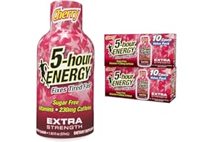 5-hour ENERGY Extra Strength Energy Shot, Cherry Flavor,1.93oz, 20-Pack, Zero Sugar