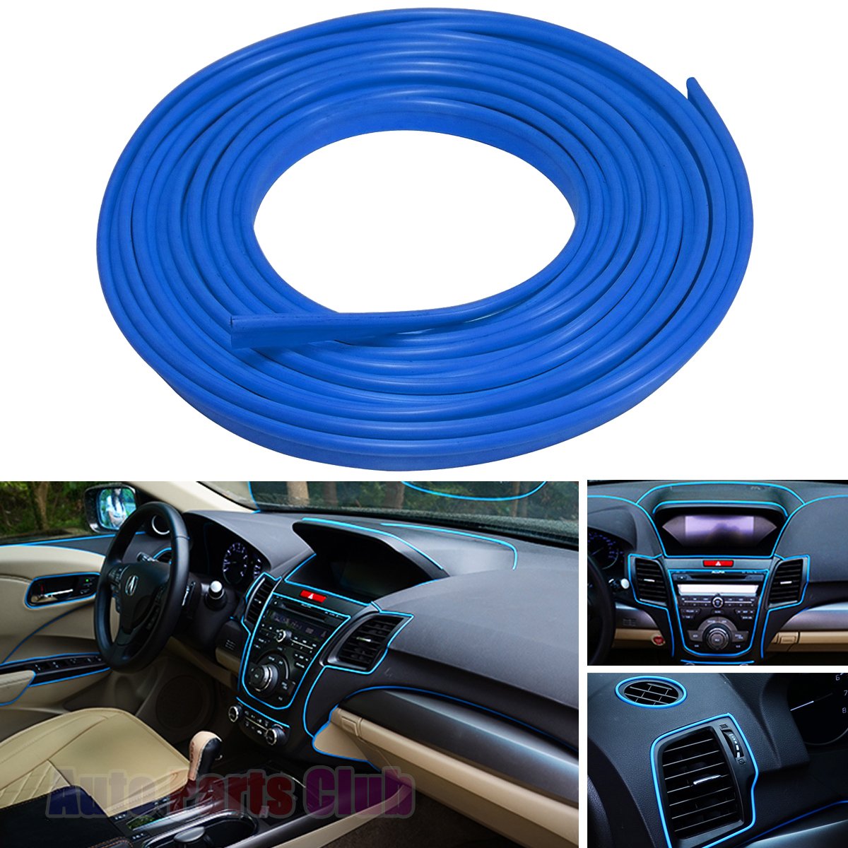 Car Interior Moulding Trim,Auto Parts Club 3D DIY 5 Meter Flexible Interior Exterior Decoration Moulding Trims Strips line Stickers for Auto Accessories(Blue)