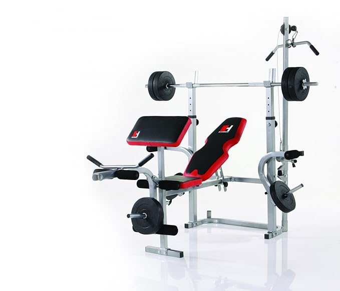 Hammer Hantelbank Bermuda XT Pro, schwarz/rot/silber, 180 x 131 x 200 cm