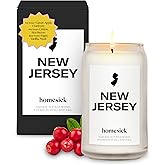 Homesick Scented Candles for Home (New Jersey) - 13.75 oz Long-Lasting Soy Wax Jar Candle for Women & Men for All Occasions, 60-80 Hours Burn Time - Notes of Candy Apple & Cranberry