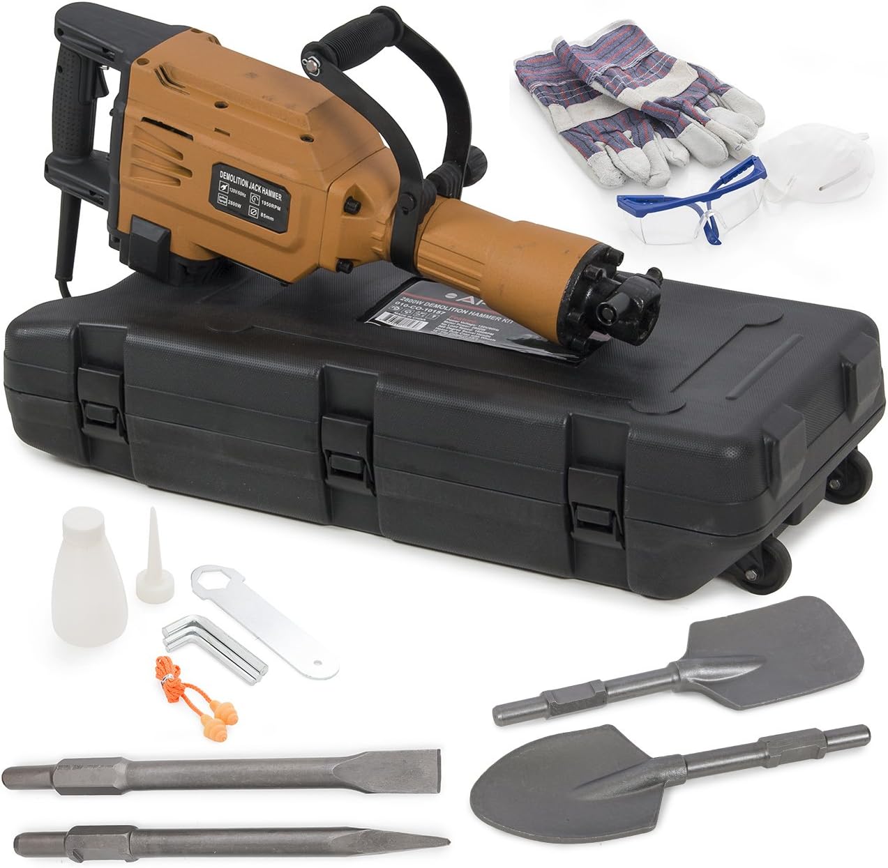 ARKSEN 2800W Jack Hammer Demolition Electric Construction Spade + Scoop