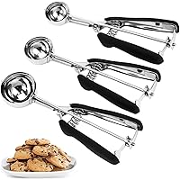 Cookie Scoop Set, 3Pcs Ice Cream Scoop, Cookie Scoops for Baking Set of 3, 18/8 Stainless Steel Cookie Scooper for Baking, Ic