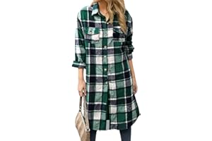 Women's Casual Plaid Jacket Coat Button Down Long Sleeve Jacket Warm Loungewear Outerwear Coat Spring Fall Clothes Outerwear