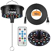 Disco Ball Motor with Light with Remote, Rotating 0/3/6/9/12/15 RPM Adjustable Speed, 16ft Power Cord/Battery/USB-C Power Mod