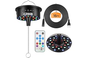 CZGOR Disco Ball Motor with Light with Remote, Rotating 0/3/6/9/12/15 RPM Adjustable Speed, 16ft Detachable Power Cable/Battery/USB-C Power Mode, Supports 4'' - 16'' Mirror Balls for Party Christmas Wedding