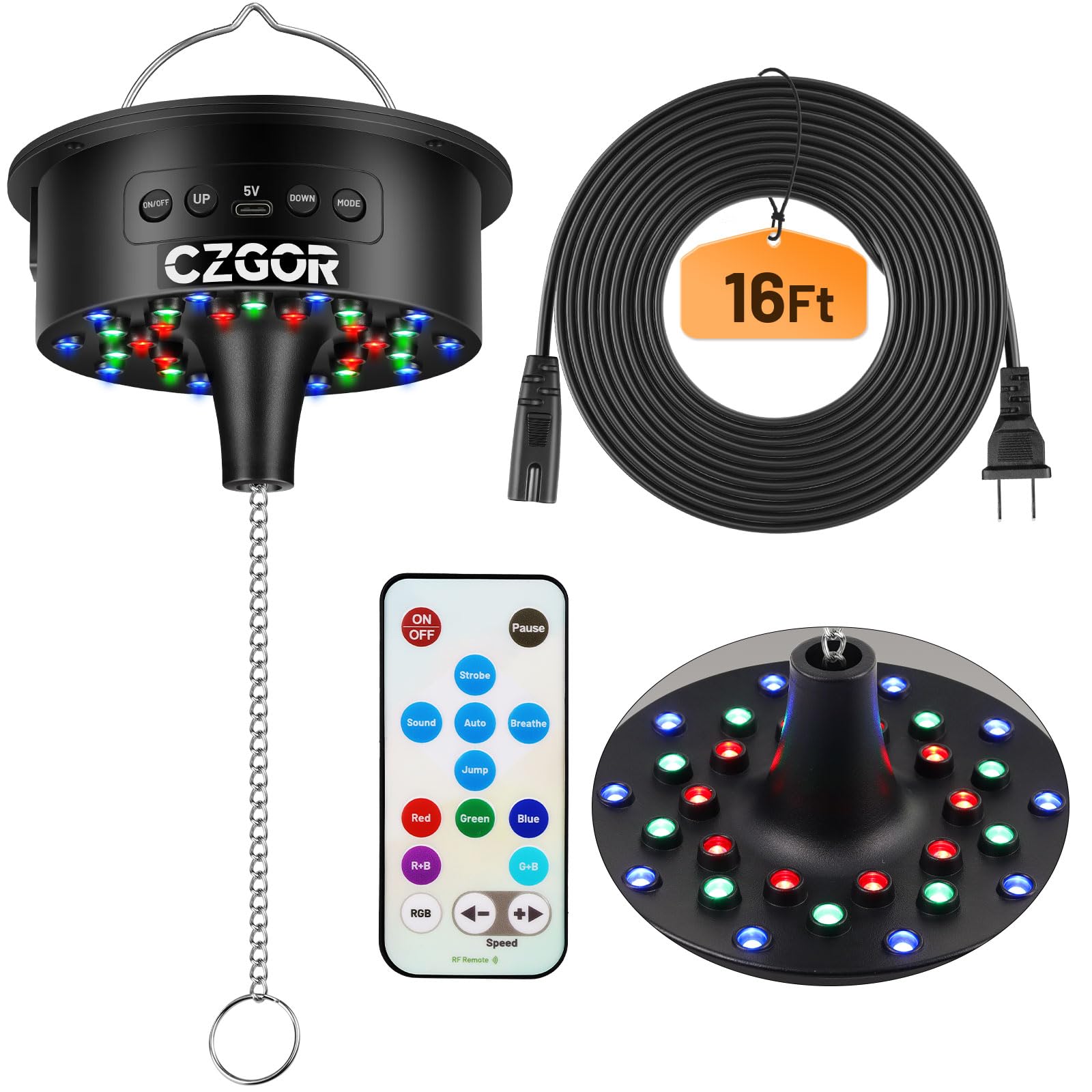 Photo 1 of **MISSING PARTS**
Disco Ball Motor with Light with Remote, Rotating 0/3/6/9/12/15 RPM Adjustable Speed, 16ft Detachable Power Cable/Battery/USB-C Power Mode, Supports 4'' - 16'' Mirror Balls for Party Christmas Wedding