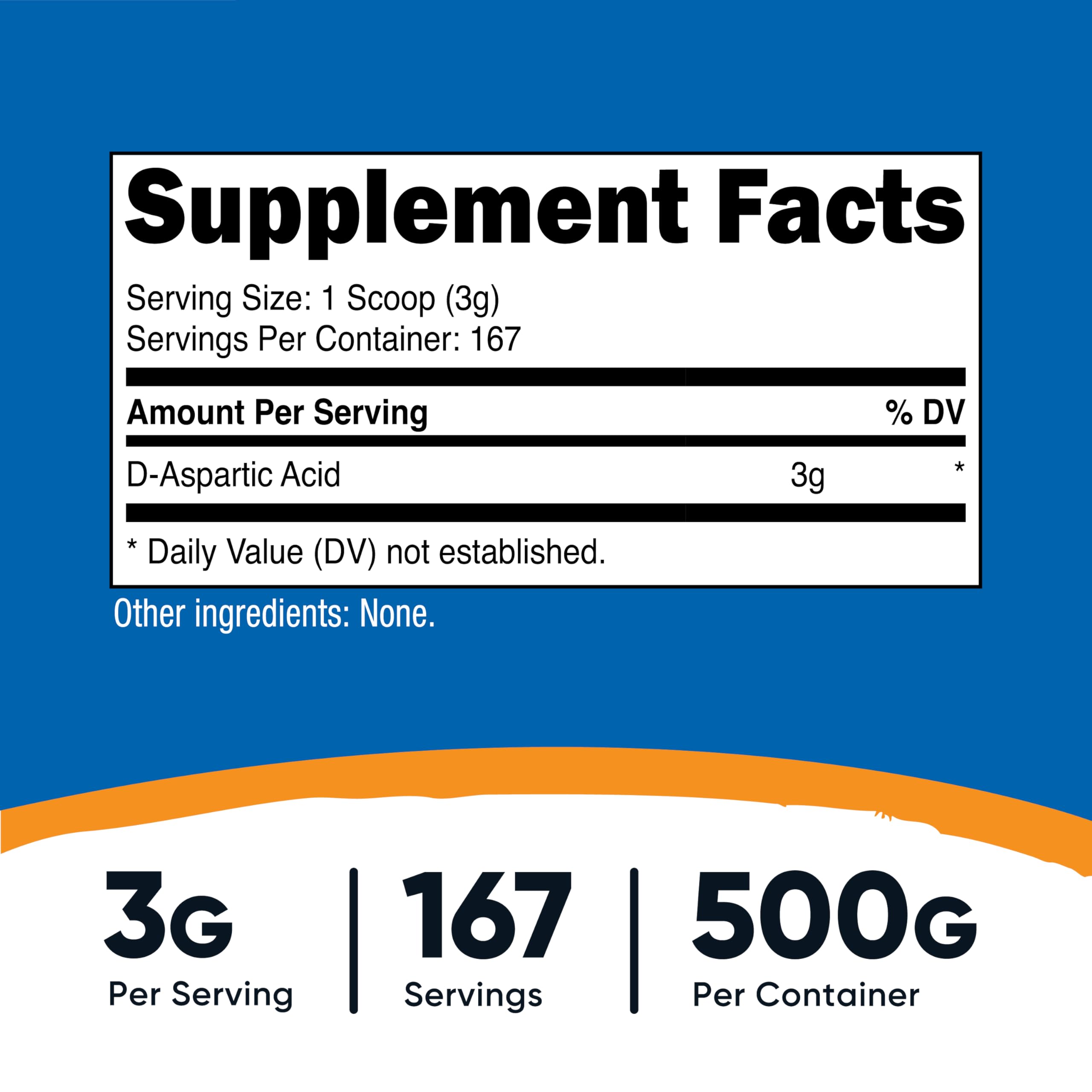 Nutricost D-Aspartic Acid (DAA) Powder 500G - DAA Supplement