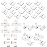 Mudder 28 Pieces 3 Pin LED Connector LED Strip Solderless Light l Shape Lights Extension T Shape Solderless Adapter Connector 10 mm for WS2811 WS2812B SK6812 Strip