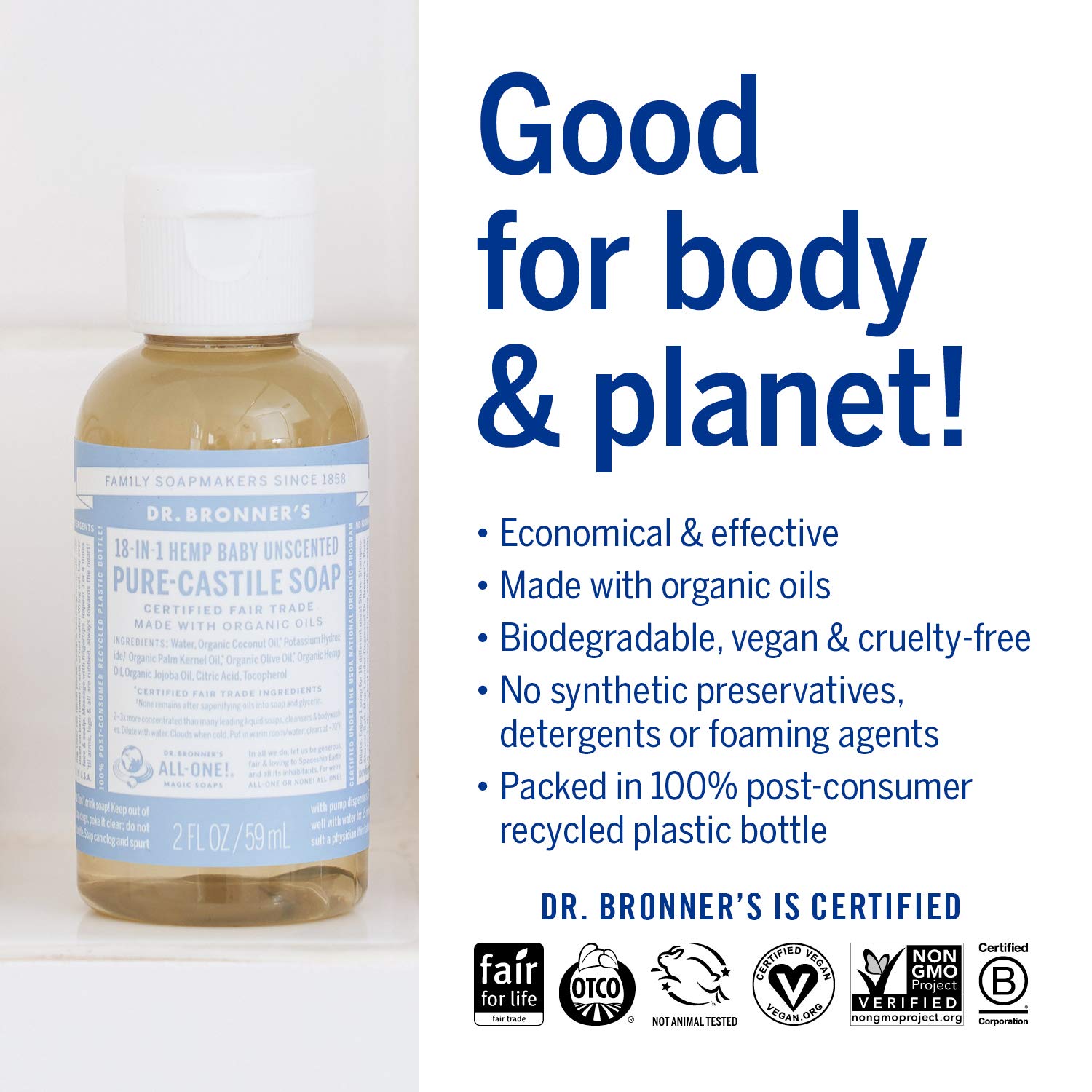 Dr. Bronner’s PureCastile Liquid Soap (Baby Unscented