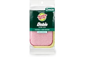 Scotch-Brite Dobie Scrub & Wipe Cloths, Sponge Cloths for Cleaning Kitchen, Bathroom, and Household, Dobie Scrub and Wipe Cloth Absorbs and Doesn't Scratch, 2 Cleaning Cloths