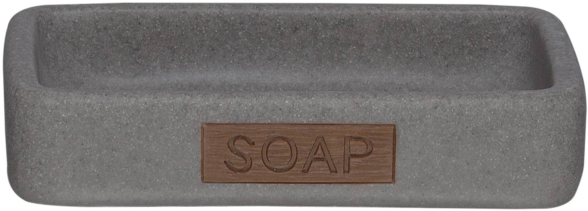Sealskin Pierra Soap Dish, Polyresin, Grey, 8.6 x 2.5 x 12.2 cm