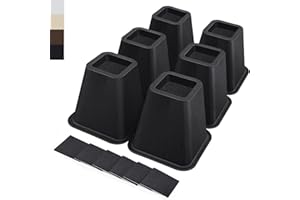 ANNKUT 6 Inch Heavy Duty Bed Risers, Furniture Risers for Desk, Chair, Table or Sofa, Couch Lift Risers, Supports up to 2200 lbs per Leg(6 Pack Black)