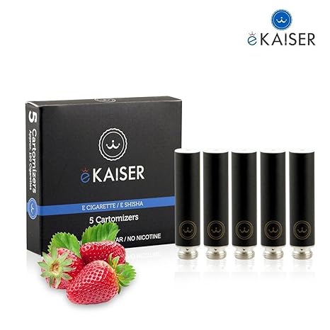 E-Shisha | E-Liquid 5er Pack Schwarz Cartomizer | Erdbeere-Geschmack | E-Zigarette | für eKaiser Wiederaufladbar E-Shisha Zig