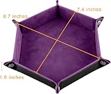 SIQUK 4 Pieces Dice Tray Hexagon Folding PU Leather Velvet RPG DND view 2
