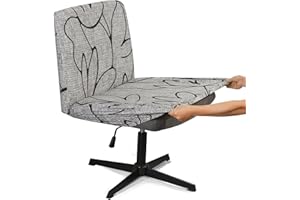 Iauddy Armless Criss Cross Office Desk Chair Cover Slipcover,Accent Mid Back Wide Swivel Task Vanity Slipper Chair Protector Stretch Removable Without Arms for Accent Chair
