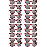 QYVEWY 20 Pairs Bulk Sunglasses for Adult Retro 70s 90s Cheap Glasses (Red)