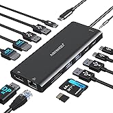 USB C Docking Station Dual Monitor 14 in 1 USB-C Hub Multiport Adapter Dongle with Dual HDMI, Displayport, Ethernet, PD 100W,