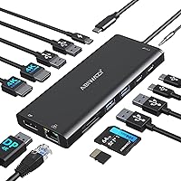 USB C Docking Station Dual Monitor 14 in 1 USB-C Hub Multiport Adapter Dongle with Dual HDMI, Displayport, Ethernet, PD 100W,