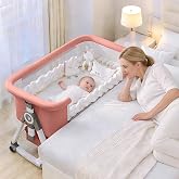Nawahev Baby Bassinet,3 in 1 Baby Bassinets Bedside Sleeper with Wheels and Mosquito Net,Bedside Bassinet for Baby with Comfy Mattress, Mattress&amp;Breathable Mesh,Storage Basket