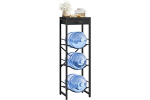 CHOEZON 5-Gallon Water Jug Holder, Water Bottle Holder, 3-Tier Kettle Storage Shelf with Drawer, Water Dispenser Replacement Parts, for Kitchen, Black TCJ31BB