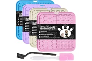Bikabpet Lick Mat for Dogs and Cats，Cat Licking Pad with Suction Cups for Dog Anxiety Relief，Dog Peanut Butter Lick Pads for Dogs Perfect for Bathing Grooming,Slow Feeders for Dogs and Cats,4Pack