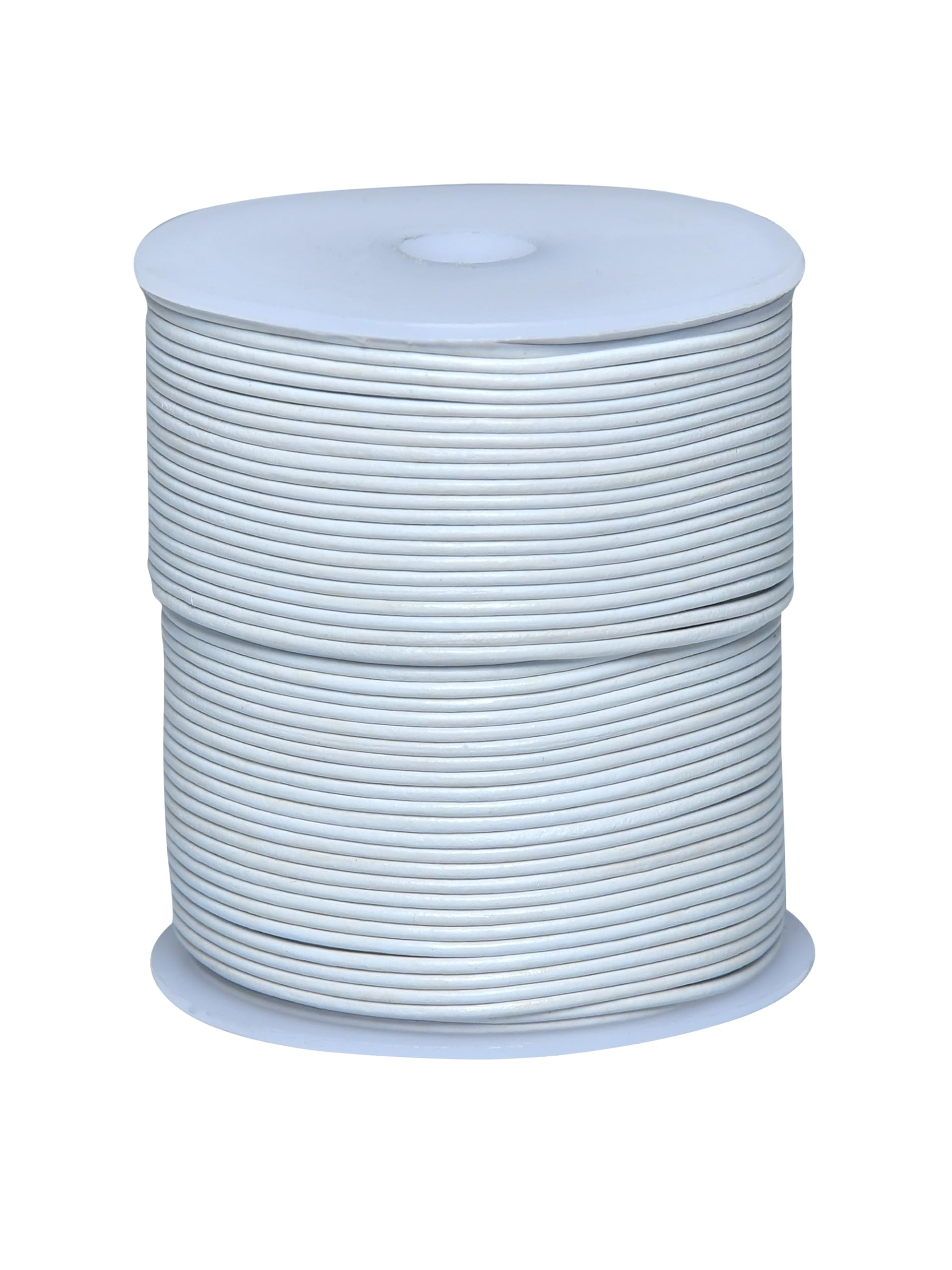 Cords Essentials Round Genuine Leather String Cord, Rope for Jewelry Making, Necklaces, Bracelets, Kumihimo Braiding, Wraps, Crafts and Hobby Projects (White, 1.5 MM)