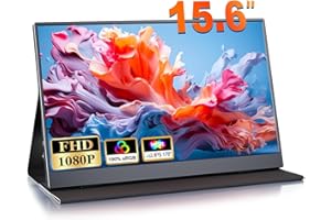 COOLHOOD Portable Monitor 15.6'', 1080P FHD Plug&Play Travel Laptop Monitor w/Smart Cover, USB-C HDR Portable Second Computer Display, Portable Game External Screen for PC Phone Mac Xbox PS4/5 Switch