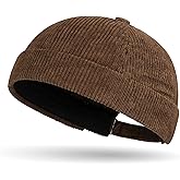 Corduroy Brimless Hat for Men Women Solid Rolled Cuff Docker Cap Harbour Beanie Hats Landlord Hat Sailor Cap K274