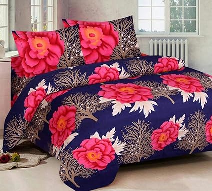shivamconcepts Cotton 3D Glace Double Size Bedsheet a6 (Multicolour)