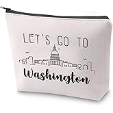 ZJXHPO Washington Skyline Cosmetic Bag - Travel Case - Waterproof Polyester - Blue and White - Let's Go To Washington