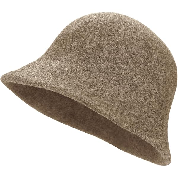 Women\'s Vintage 100% Wool Felt Cloche Bucket Bowler Hat Winter Vintage Bow khaki Women Winter Wool Felt Bucket Hat Vintage Warm Felt Cloche  main image 4